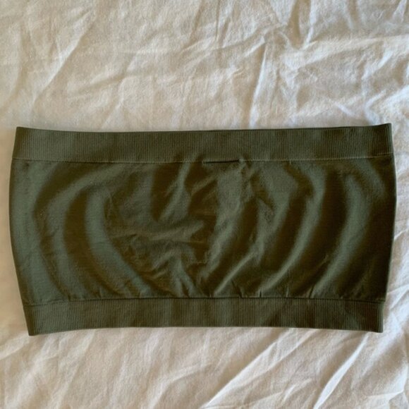 Army Green Spandex Strapless Bra Bandeau Tube Top - Picture 1 of 3